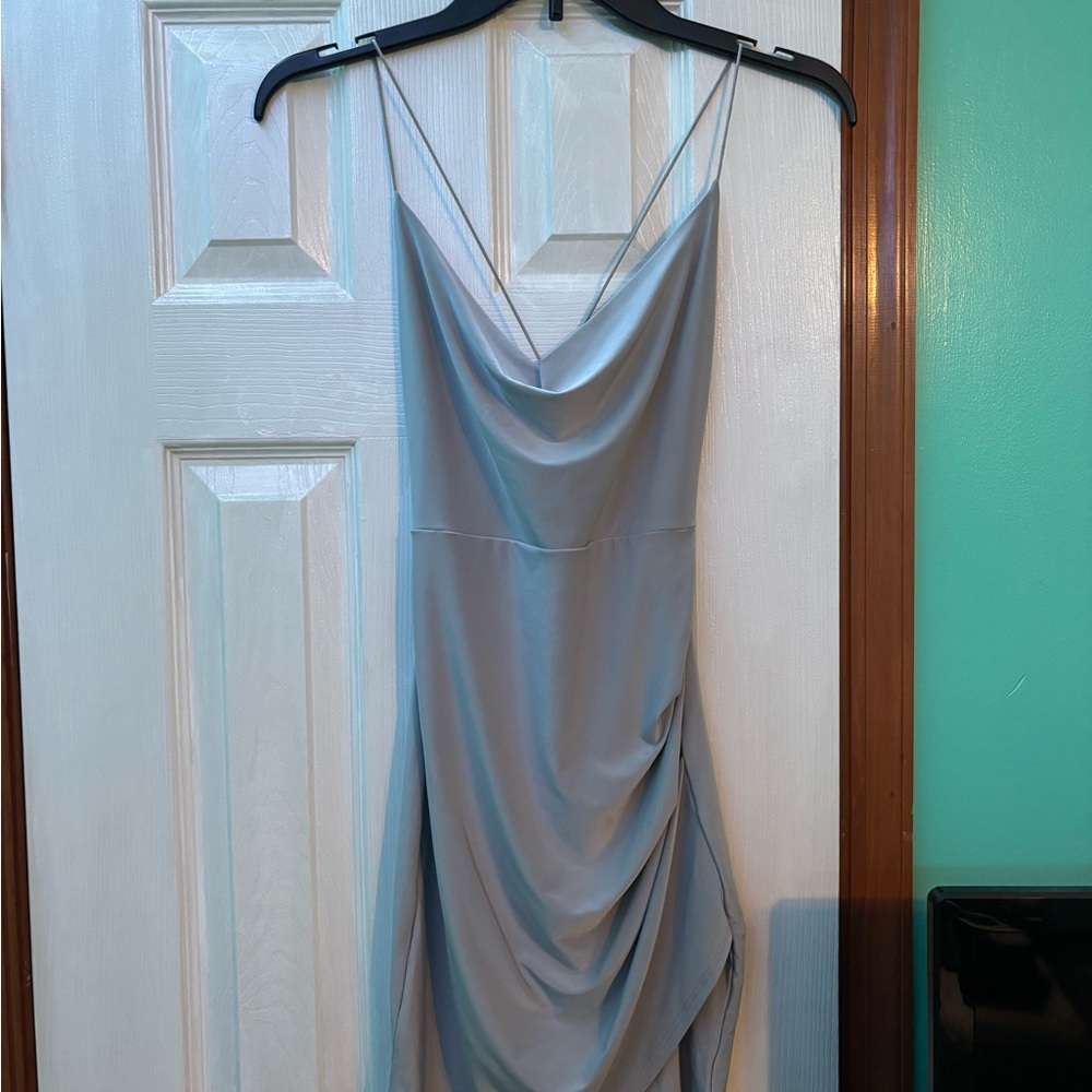 Elegant Grey Draped Women's Dress